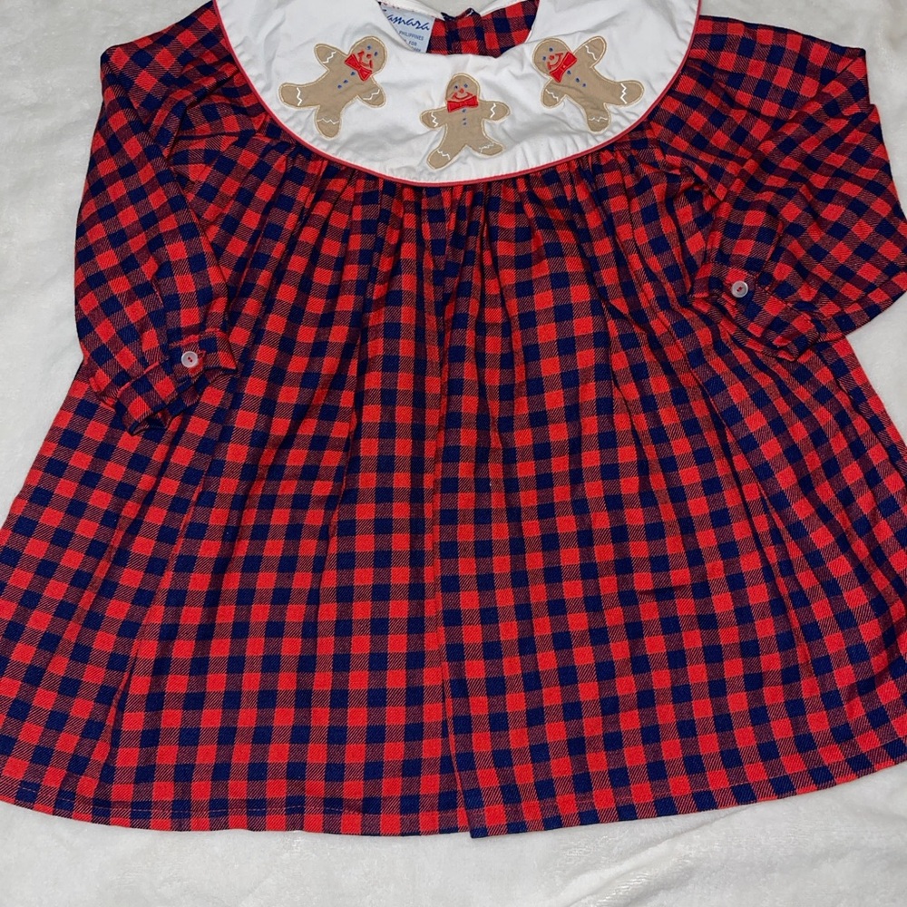 Plaid Kids Blouse with Gingerbread Accents
